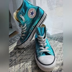 CONVERSE YOUTH CHUCK TAYLOR ALL-STAR HI-TOP CYAN/BLACK/WHITE
